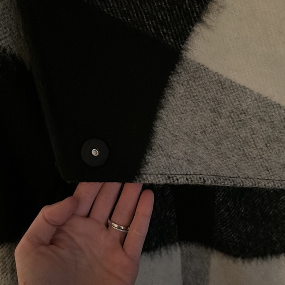 Black and White Check Wool Blend Topcoat from Express - Picture 3 of 10